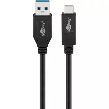 Wentronic goobay - USB kaabel - USB-C (M) to USB Typee A (M) - USB 3,1 Gen 2 3 A - 50cm - Round - Must (41073)
