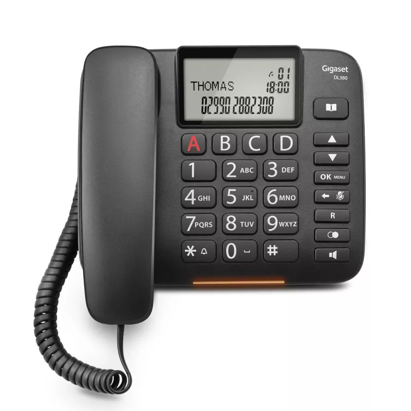 Gigaset DL380 juhtmega telefon, must