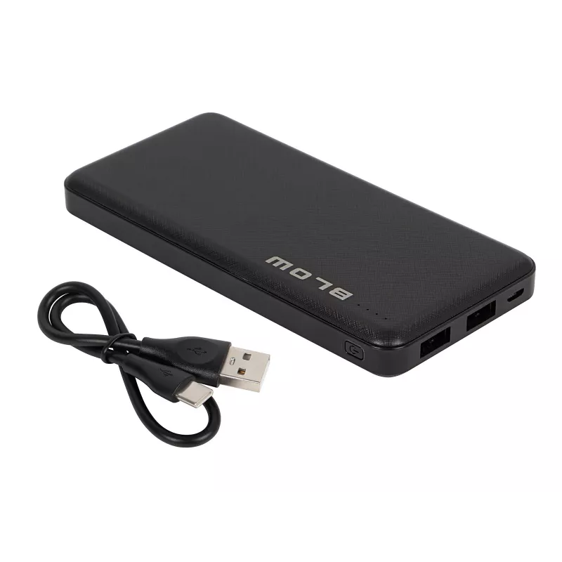 Kaasaskantav akupank BLOW PB10A 10000mAh polümeerakuga, 2x USB-A väljundit, 22,5W koguvõimsus, Micro‑USB sisend, must