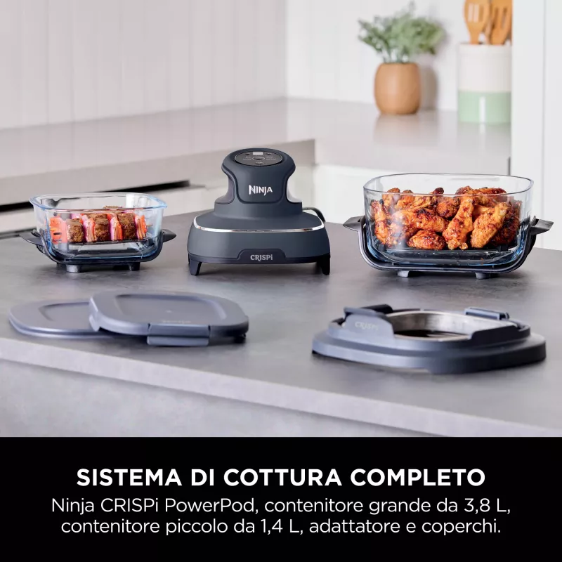 Ninja CRISPi Single 3.8 L 1700 W õhufritüür, sinine, hall, läbipaistev