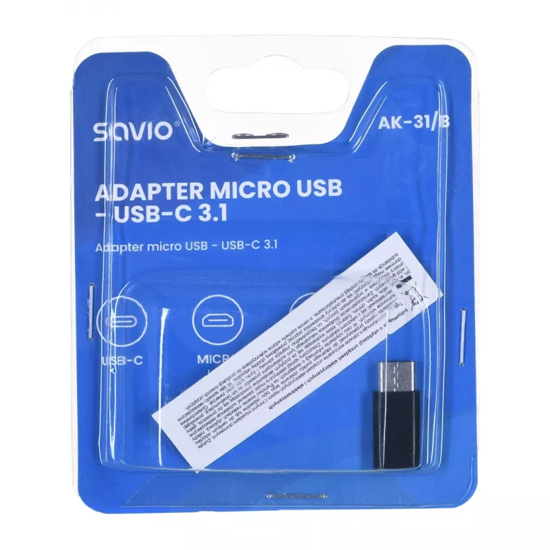 Savio AK-31 / B kaabli liidese/suguadapter Micro USB USB 3.1 Type C Must