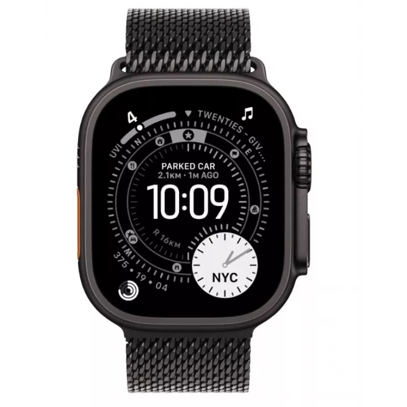 Nutikell Apple Watch Ultra 3 GPS + Cellular 49mm Must Titaanist Korpus Musta Titaanist Milano Silmusega Keskmine