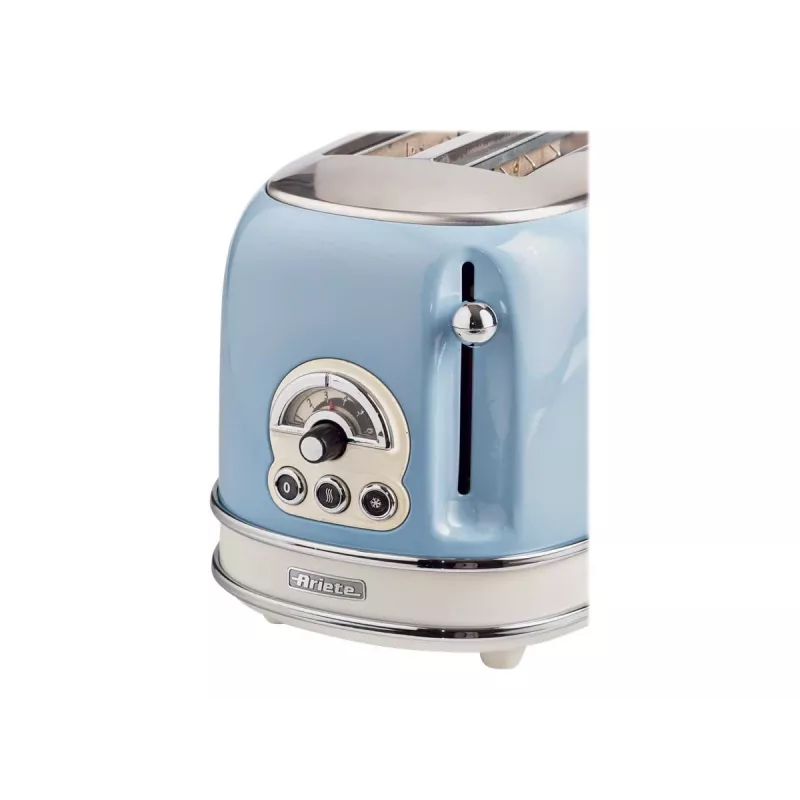 Ariete 155 Design 2 Slice Röstsai valmistaja võileivakorvidega, 6 röstimisastet, 810 W, roostevabast terasest korpus, eemaldatav purukauss, pastellsinine