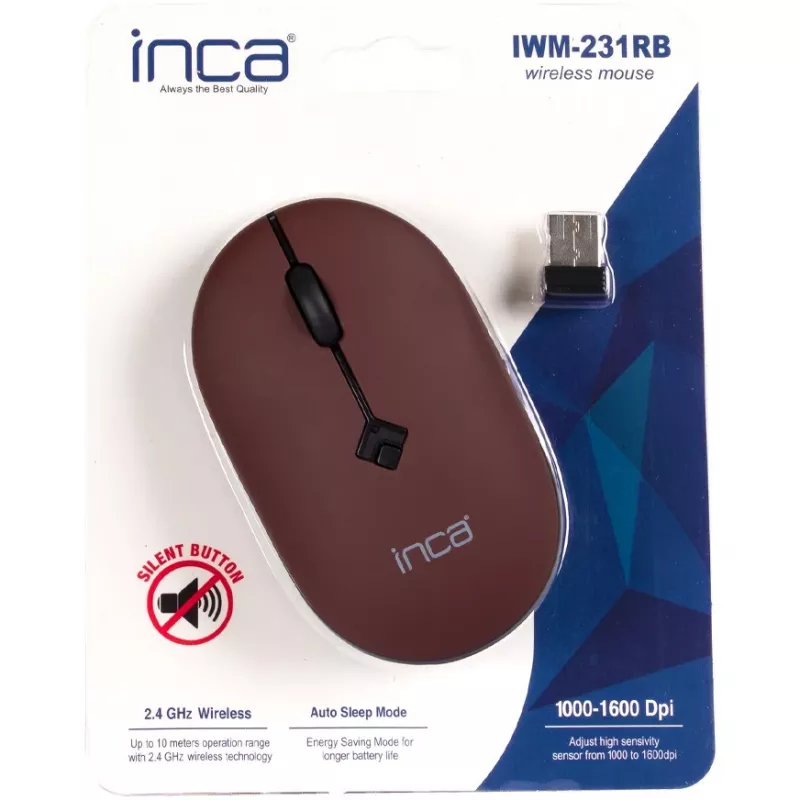 INCA hiir IWM-231RB 1600 DPI, juhtmevaba, 4 nuppu, pruun, 2,4 GHz