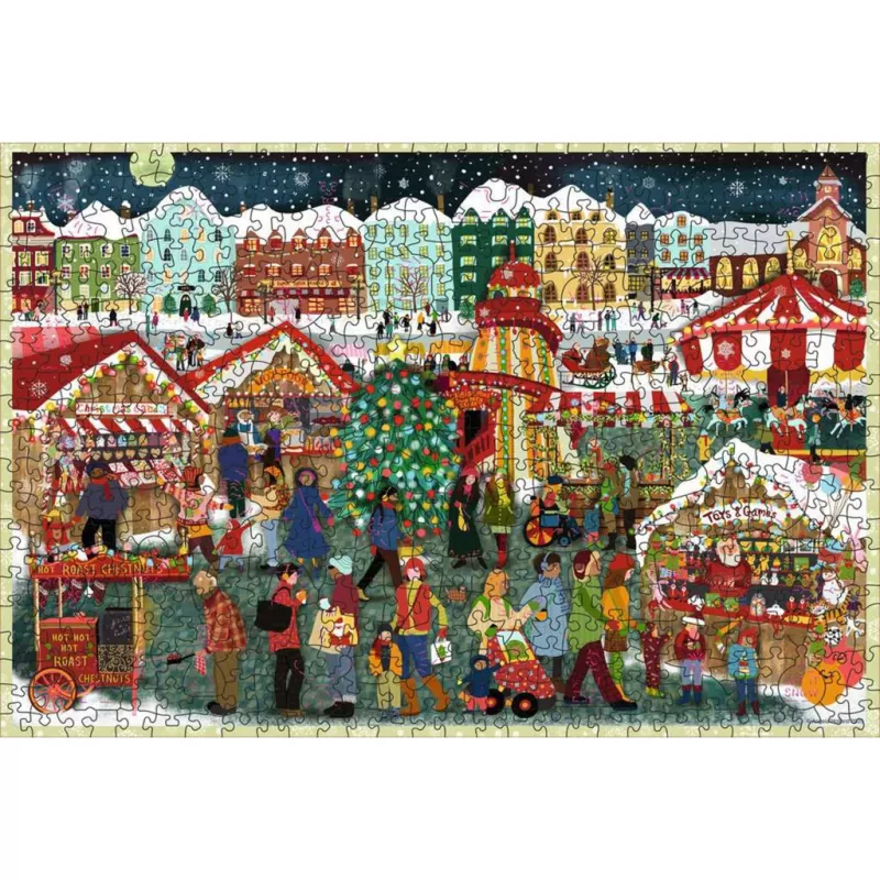 Pusle Ravensburger Wooden Puzzle Christmas Market — 500 tükki, puidust tükid