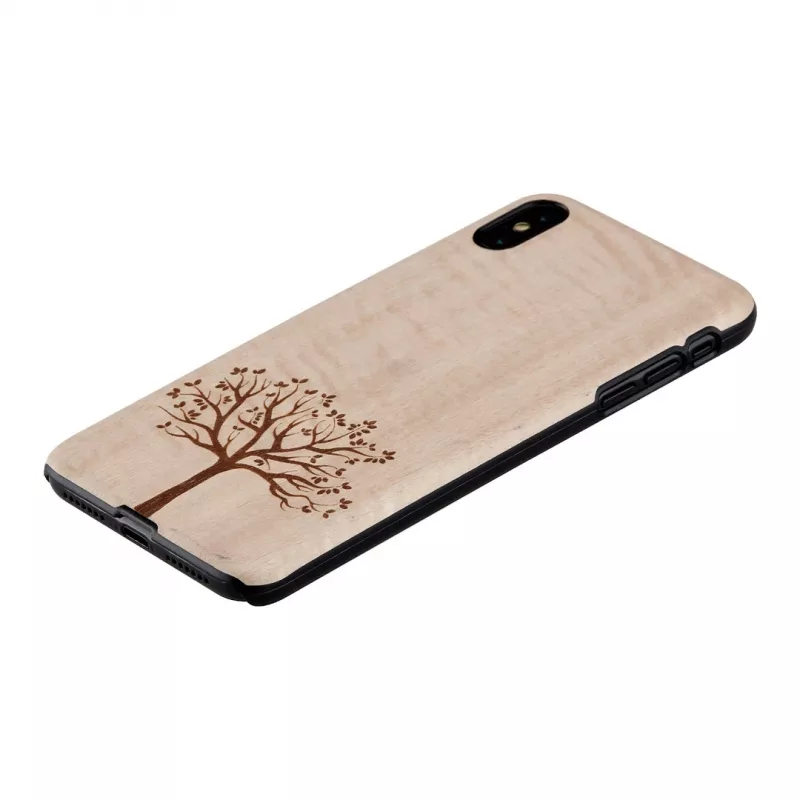 Telefoniümbris man and wood iPhone XS Max jaoks — õunapuupuit, must