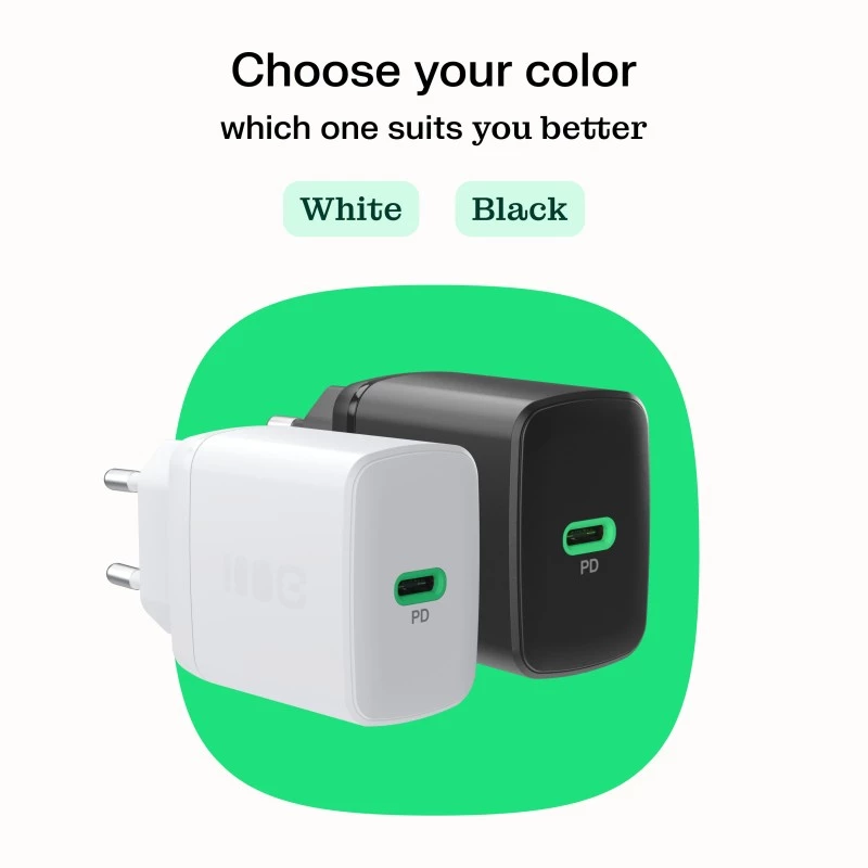 Toiteadapter roheline Cell PowerSource Solo30 30W valge — USB-C laadija, 30W väljund