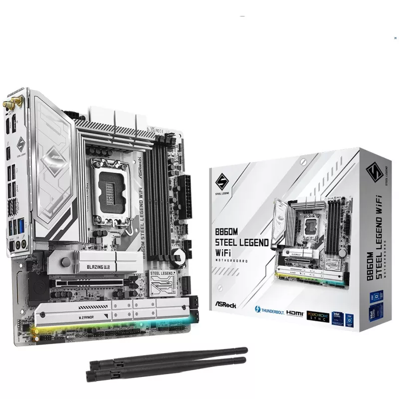 Emaplaat ASRock B860M Steel Legend WiFi — Intel B860, LGA 1851, micro‑ATX, DDR5, 4 DIMM, Wi‑Fi 6E, 2.5GbE