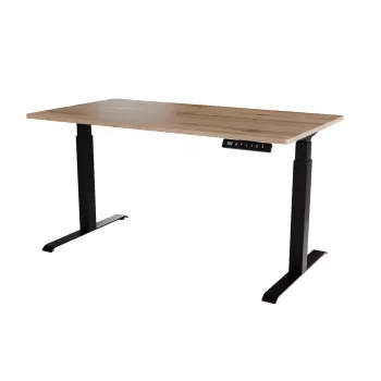 Elektrilise kõrguse reguleerimisega kirjutuslaud MOON LONG 150x80x72-120 must/wotani tamm