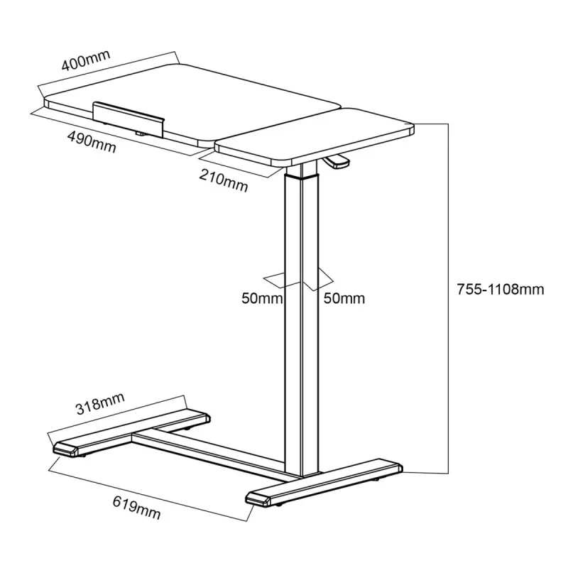 Maclean mobiilne laua-/sülearvutialus, valge, kõrguse reguleerimine 76-109 cm, max 30 kg, MC-120 W