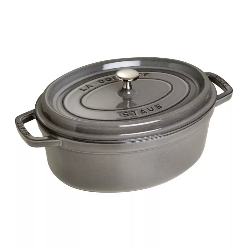 Malmist ovaalne kookotipott Staub 29 cm, grafiithall
