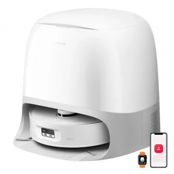 Tolmuimeja ja moppimisrobot Roborock Qrevo Curv 2 FlowX 5200 mAh akuga, 2,5 l automaatse tühjendamise jaam, rakendusjuhtimine, valge