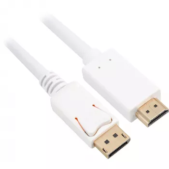 Sharkoon Adapterkaabel DisplayPort 1.2 > HDMI 4K valge 3 meetrit