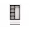 Rõivakapp top e shop MALWA SS-90, 90×180×50 cm, antratsiitkarkass, valged hingedega uksed, 2 sahtlit, laminaat 16 mm