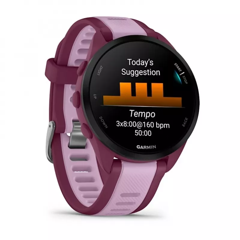Nutikell GARMIN Forerunner 165 Music, 43 mm polümeerkorpus, 1,2-tolline AMOLED 390x390, GPS/GLONASS/Galileo, 5 ATM, 11-päevane aku