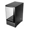 Mini Tower PC korpus TACENS Mars Gaming MC-SE2 — Mini-ITX / Micro-ATX, must, külgaken, alumine toiteplokk, toetab 2x2,5 tolli + 1x3,5 tolli