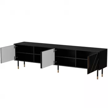 TV-kapp cama meble Cama 4D MOUNTAIN 2040×400×550 mm must + kuldne puitlaastplaadist pealispind