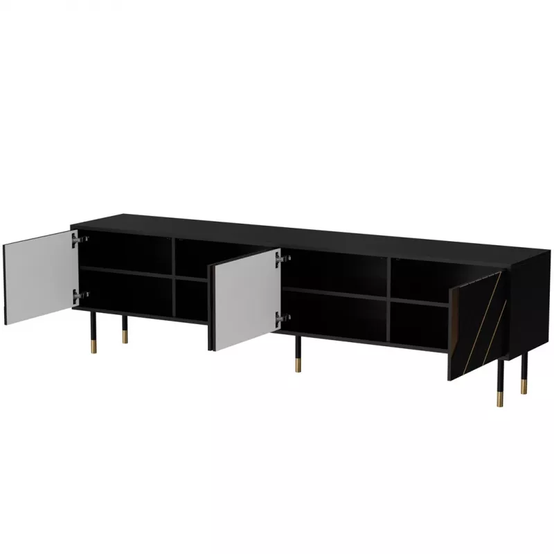 TV-kapp cama meble Cama 4D MOUNTAIN 2040×400×550 mm must + kuldne puitlaastplaadist pealispind