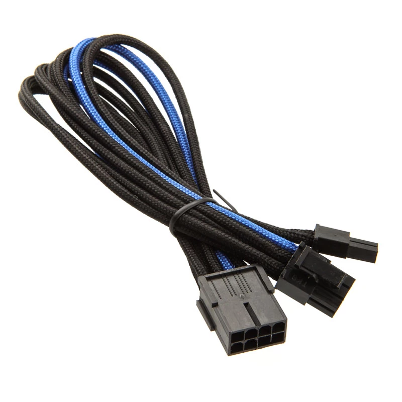 SilverStone PCI-8-Pin to PCIe-6+2-Pin kaabel, 250mm - must/sinine