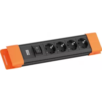 Pistikupesaliist Bachmann CONNECTUS 4 CEE 7/3 pistikupesaga, 1 lüliti, 2,0 m juhe, CEE7/7 pistik, must/oranž