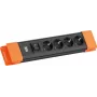 Pistikupesaliist Bachmann CONNECTUS 4 CEE 7/3 pistikupesaga, 1 lüliti, 2,0 m juhe, CEE7/7 pistik, must/oranž