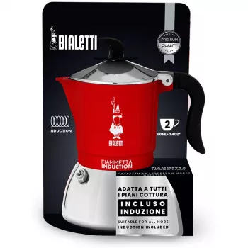 Pliidiplaadil espressomasin BIALETTI FIAMMETTA 2TZ Induktsioon Punane, 2-tassiline pliidiplaadil mokakann