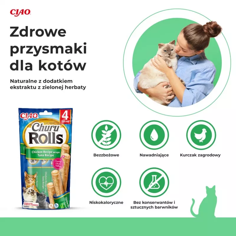 INABA Churu Rolls Kana retseptiga mähised Tuunikala retsept - kassimaiused - 4x10 g