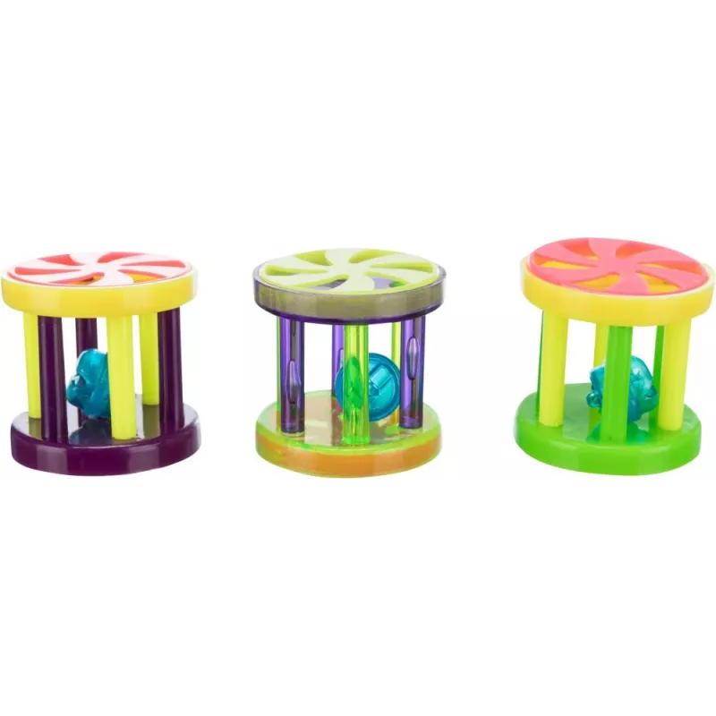 Kassimängupall Trixie Ball Trixie Ball and Roll, plastist, kelluke, mitmevärviline, Ø 4,5 cm, 1 tk