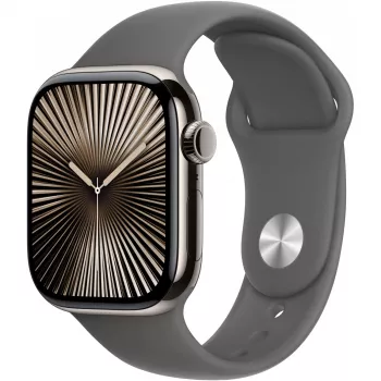 Apple Watch Series 10 GPS + Cellular 42mm Natural Titanium Case with Stone hall Sport Band - S/M (MWXD3QF/A)