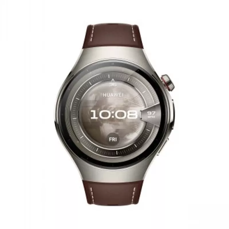 Nutikell HUAWEI WATCH 5 Classic 46 mm, 1.38 tolli AMOLED 466×466, puuteekraan, GPS, hõbedane korpus, pruun rihm