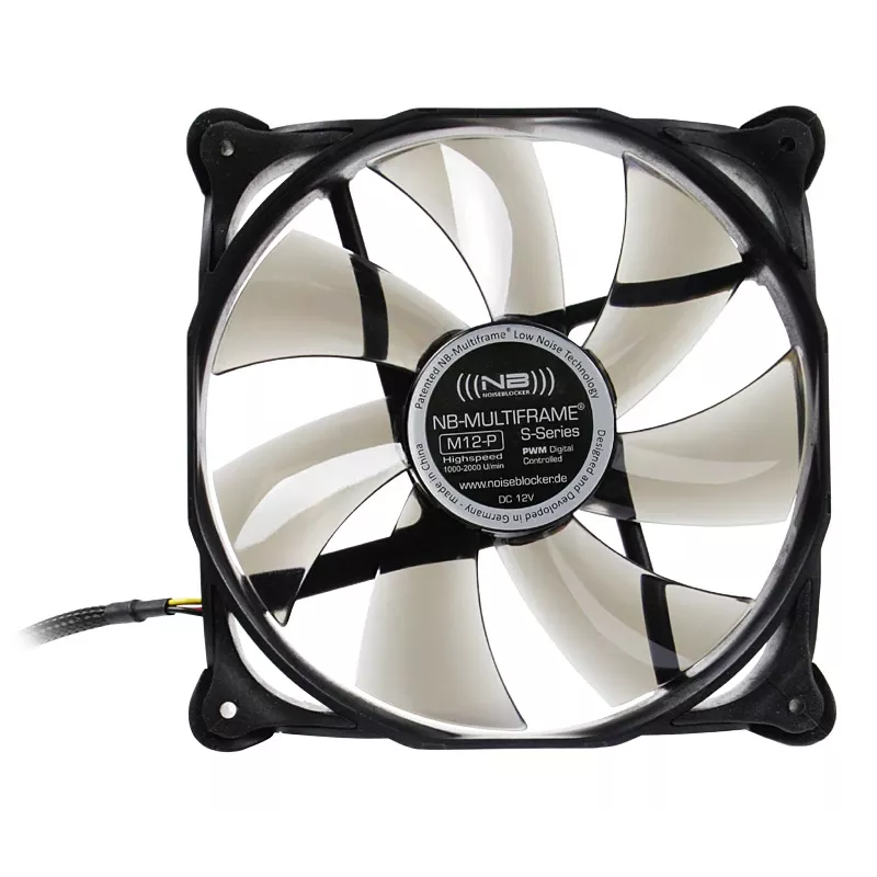 NoiseBlocker Multiframe M12-P 120 mm arvutikorpuse ventilaator, 2000 RPM, 133 m³/h, 4,5 V, must