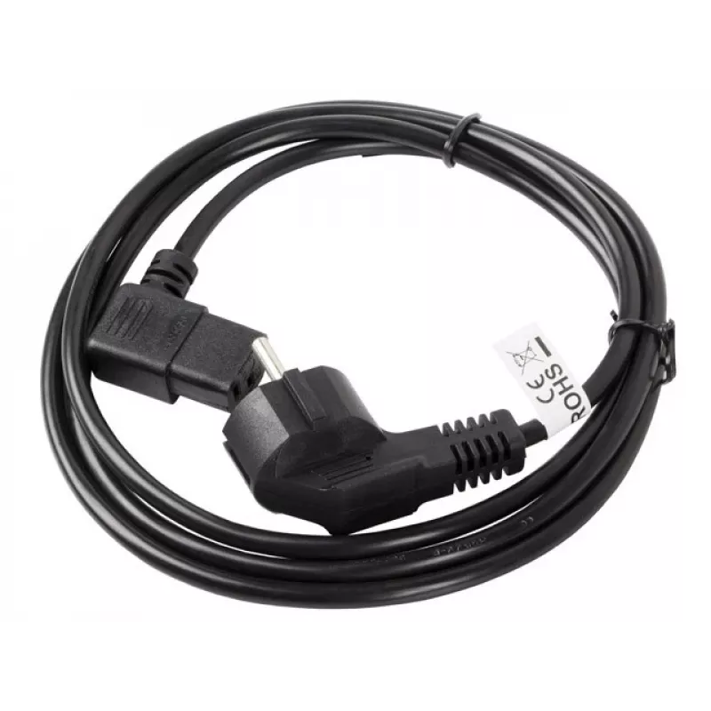 Toitekaabel LANBERG CA-C13C-12CC-0018-BK, 2 m, C13 haakeseadis kuni CEE7/7, must, nurga all C13