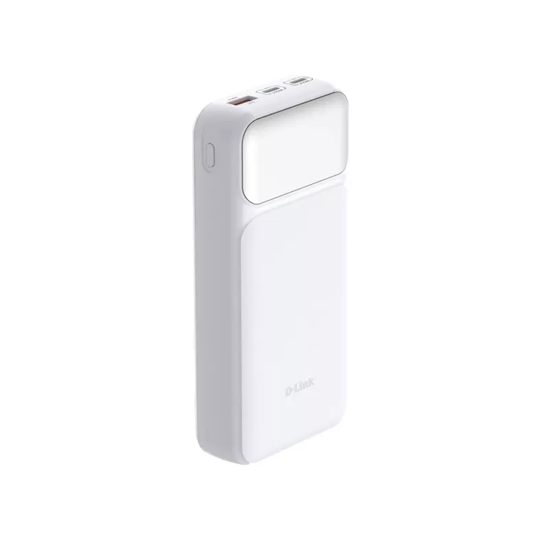 Akupank D-Link DPP-201 — 20000 mAh, 1× USB-A, 2× USB-C, valge