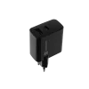 Juhtmega mobiilseadme laadija NATEC NUC-2145, 65W, USB-C PD 3.0 + QC 3.0, 1x USB-C, 1x USB-A, 110–240 V, must