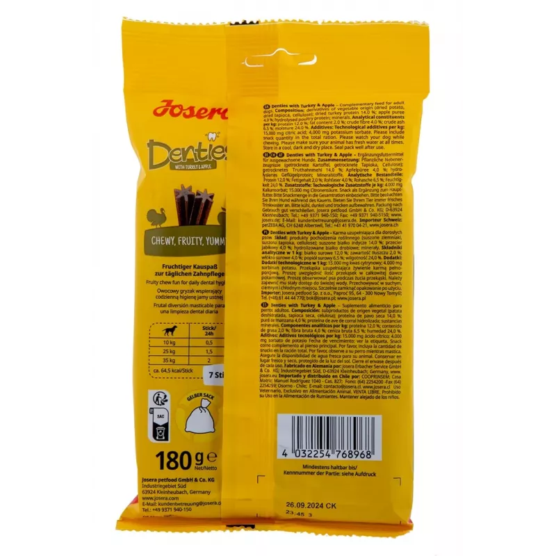 JOSERA Denties kalkun õunaga - koeramaius - 180 g