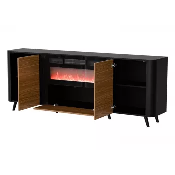 Cama Meble Volare kummut 200 x 39 x 75 cm, must/pähkel, puitlaastplaat, sisaldab kaminat