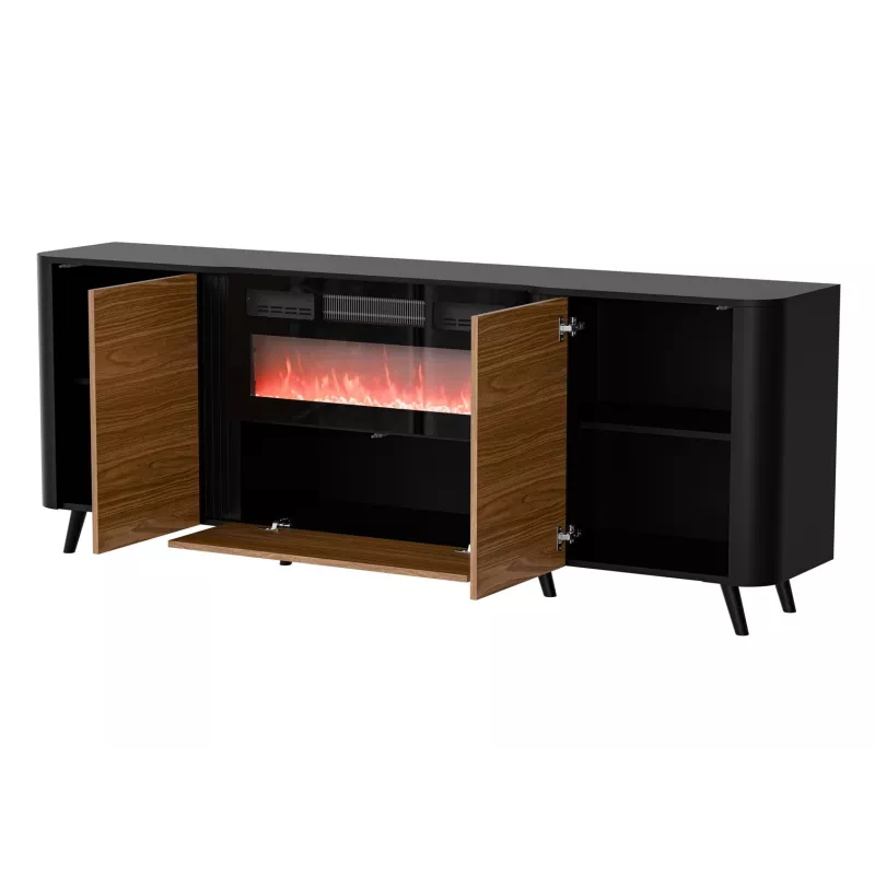 Cama Meble Volare kummut 200 x 39 x 75 cm, must/pähkel, puitlaastplaat, sisaldab kaminat