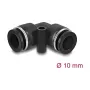 Pneumaatiline konnektor DELOCK 10 mm, 90° nurgeline kinnitusavaga, sisekeere, metall/plast, pikkus 36,5 mm