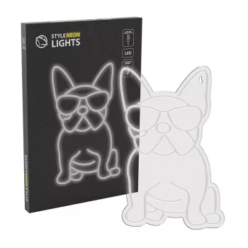 Neoonvalgusti MANTA Manta SNL66WH French Bulldog Valge — dekoratiivne LED-neoonsilt prantsuse buldogi kujul