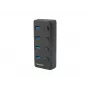 USB-jaotur NATEC MANTIS USB 2.0 Type-B — 4x USB 3.2 Gen 1 Type-A porti, must, 0,8 m kaabel, vahelduvvooluadapter, toitelüliti