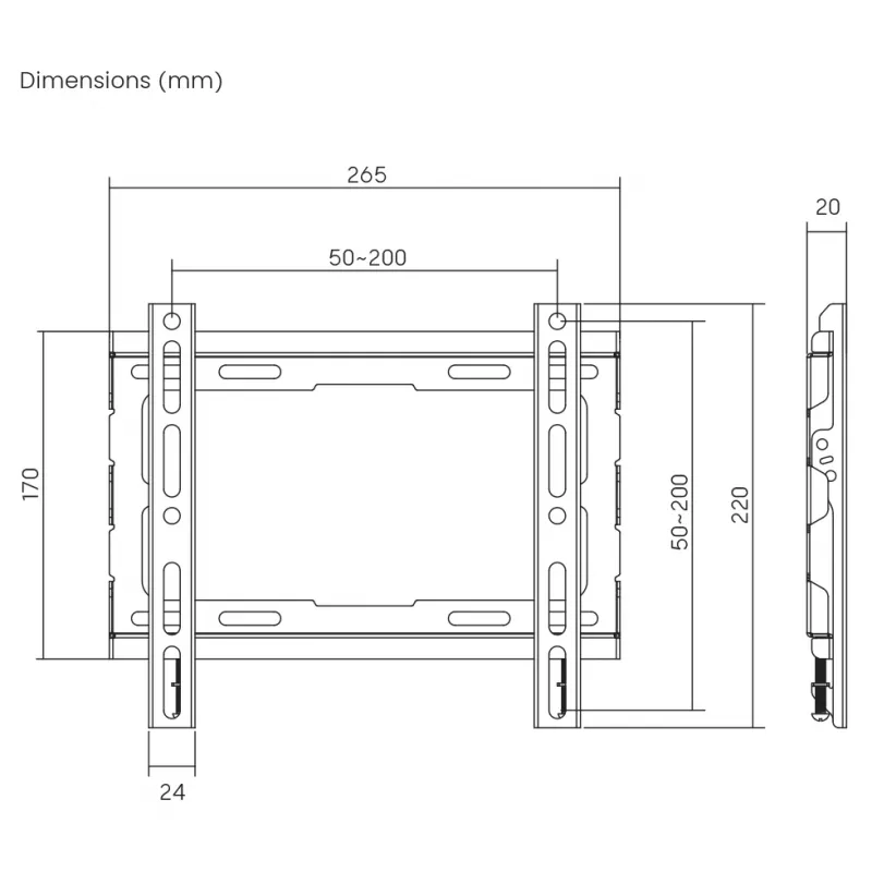 SBOX PLB-2222F-2 TV seinakinnitusklamber 23–43 kg, 200x200 VESA
