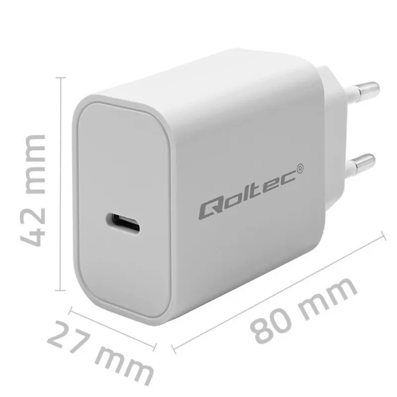 QOLTEC Super Quick PD Charger 20W USB-C (5V/12V) – Kaasaskantav kiirlaadija
