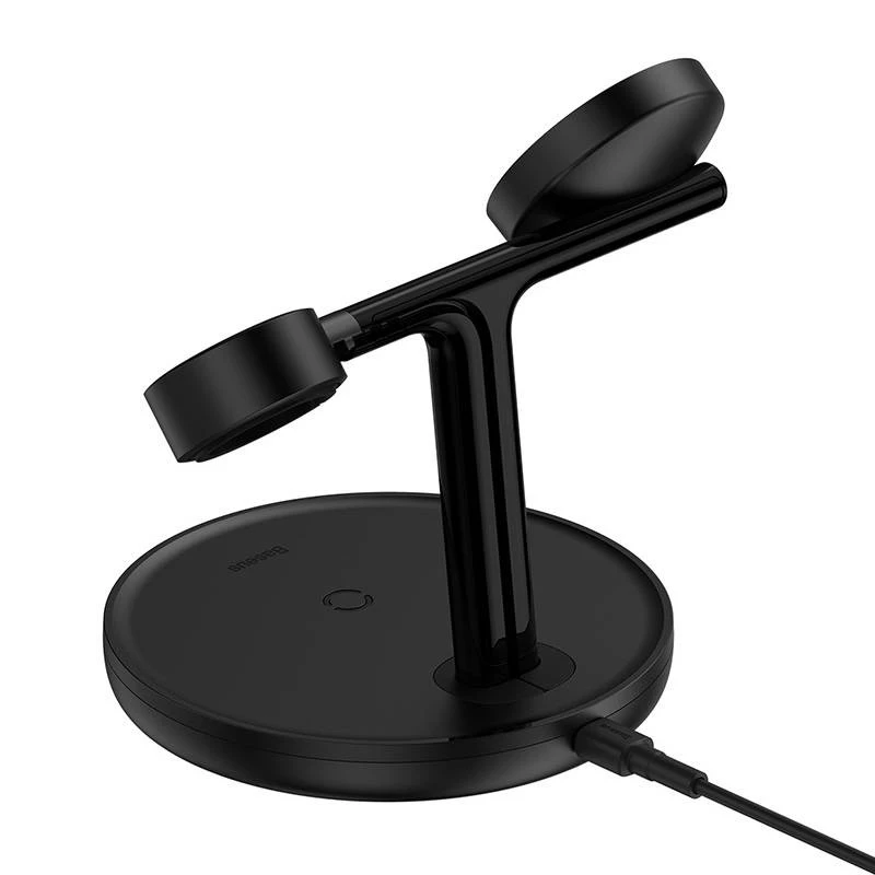 Baseus Swan 3-in-1 juhtmevaba magnetlaadimisalus 20 W must universaalne versioon (sisaldab: USB-C–USB-C kaabel 3A 1m)