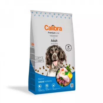 Kuiv koeratoit Calibra Premium Line Adult Chicken 12 kg — täiskasvanud koerte hooldusvalem, 24% valku, 13% rasva