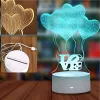 Öölamp Extralink HOME 3D optilise illusiooniga neli südant USB öölaualamp