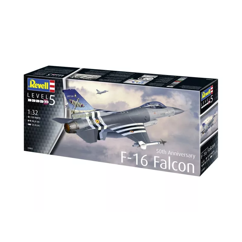 Plastikmudel REVELL F-16 Falcon 50. aastapäeva komplekt mõõtkavas 1:32