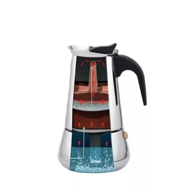 Moka pot Maestro MR-1660-9, pliidikann 6 tassi jaoks, must