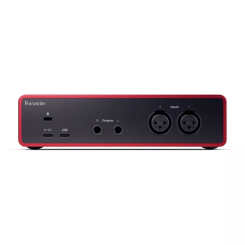 Audio liides Focusrite Scarlett 2i2 4. põlvkond — 2-sisend/2-väljund USB-C, 24-bit/192 kHz, 69 dB eelvõimendid, lauaarvuti, must/punane