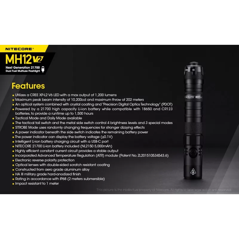 Käsilamp Nitecore MH12 V2 Must