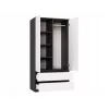 Rõivakapp top e shop MALWA SS-90, 90×180×50 cm, antratsiitkarkass, valged hingedega uksed, 2 sahtlit, laminaat 16 mm